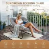 Oversized Wicker Rocking Chair 450LBS Heavy Duty Papasan Egg Cushion E-Coated Frame Rocker Patio Balcony Garden, Custom
