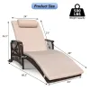 5-Position Reclining Chaise Lounge Set Rattan Wicker Chairs Wheels Cushions Patio Pool, Custom