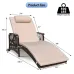 5-Position Reclining Chaise Lounge Set Rattan Wicker Chairs Wheels Cushions Patio Pool, Custom
