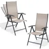 7-Level Adjustable Folding Patio Chair Set 2 High Back Recliner Outdoor Lawn Pool Backyard, Custom
