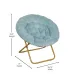 Oversized Saucer Chair Folding Faux Fur Cushion Metal Frame 38in 300lbs Capacity No Assembly Required, Custom