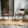 Stackable Rattan Chairs Curved Back Cross Bracing Indoor Outdoor Patio Custom